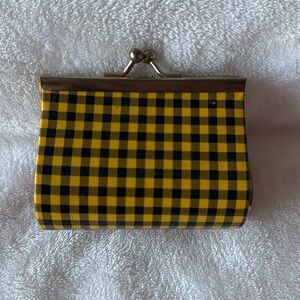 Kiss lock coin wallet yellow black checkered plaid